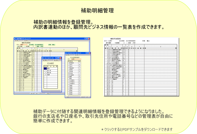 会計事務所の次世代システムSystem-V財務会計Pro 補助明細管理機能